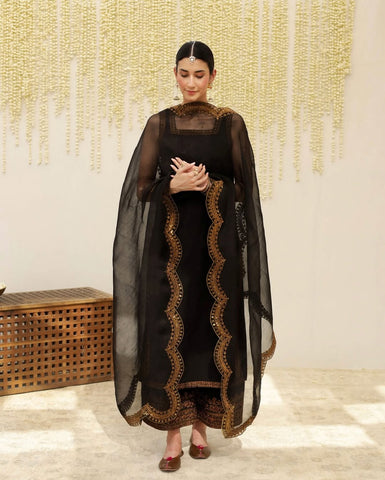 Zari - Black | 3-Piece Stitched Embroidered Outfit