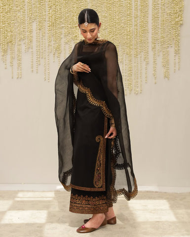 Zari - Black | 3-Piece Stitched Embroidered Outfit
