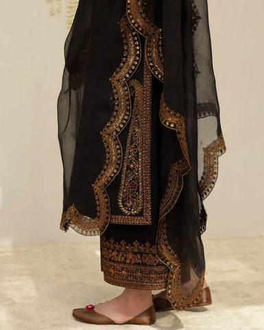 Zari - Black | 3-Piece Stitched Embroidered Outfit