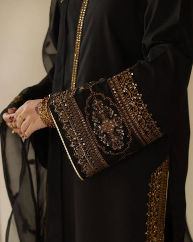 Royal Black Attire | 3-Piece Stitched Suit