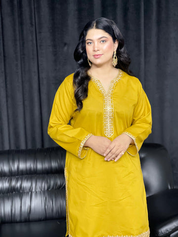 Royal Mustard Attire | 3-Piece Stitched Embroidered Outfit