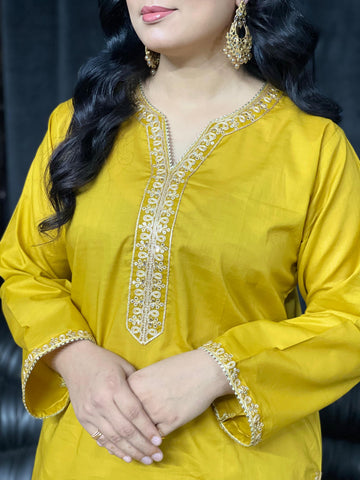 Royal Mustard Attire | 3-Piece Stitched Embroidered Outfit