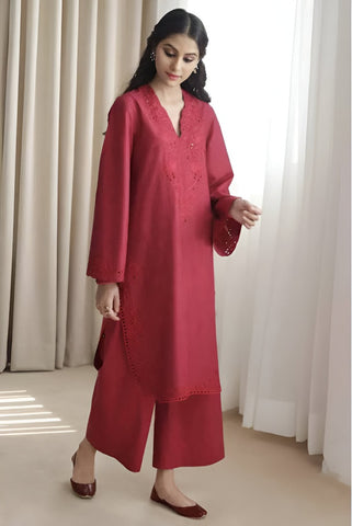 Maroon Elegance – Luxury Embroidered 3 PC Suit for Women