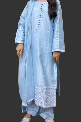 Soft Sky Embroidery |3-piece Stitched Dress