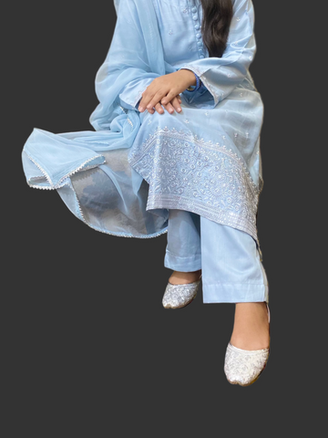 Soft Sky Embroidery |3-piece Stitched Dress