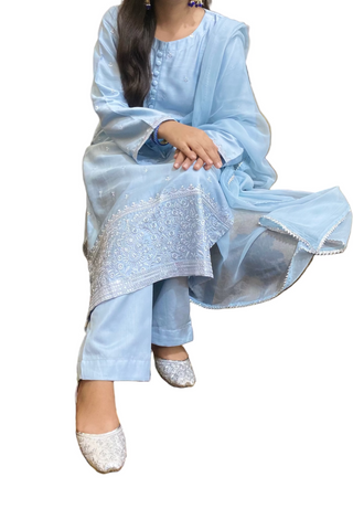 Soft Sky Embroidery |3-piece Stitched Dress