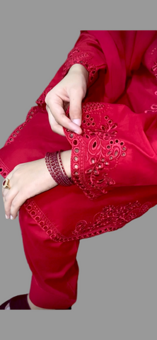 Maroon Elegance – Luxury Embroidered 3 PC Suit for Women