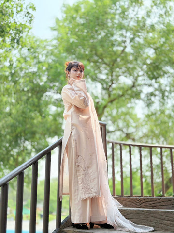 New Ivory Summer Cotton | 3-Piece Stitched