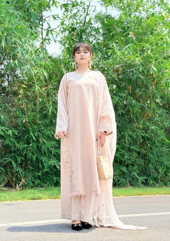 New Ivory Summer Cotton | 3-Piece Stitched