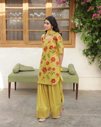 OLIVE YELLOW - 3-piece stitched outfit