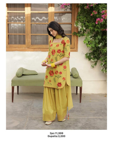 OLIVE YELLOW - 3-piece stitched outfit