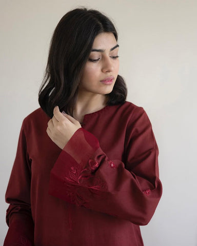 Burgundy | 3-Piece Stitched Embroidered Outfit