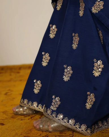 Cobalt blue 3 pc Stitched Dress