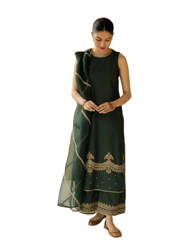 Green Bloom - 3 pc Stitched Outfit