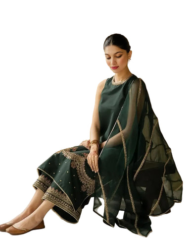 Green Bloom - 3 pc Stitched Outfit